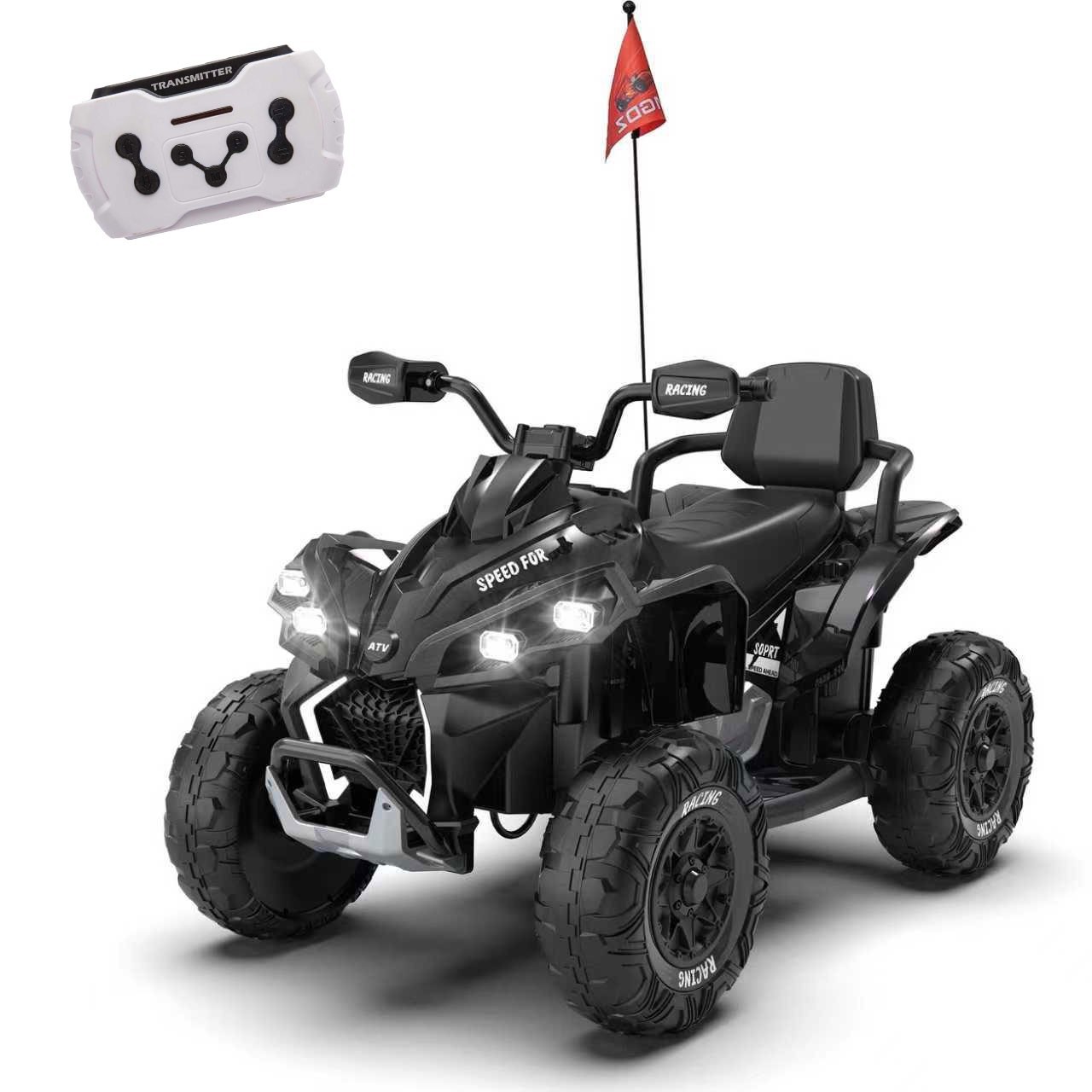 24V Kids Electric ATV Ride On Car W/Remote,LED,Battery Power Wheels Toys,Black