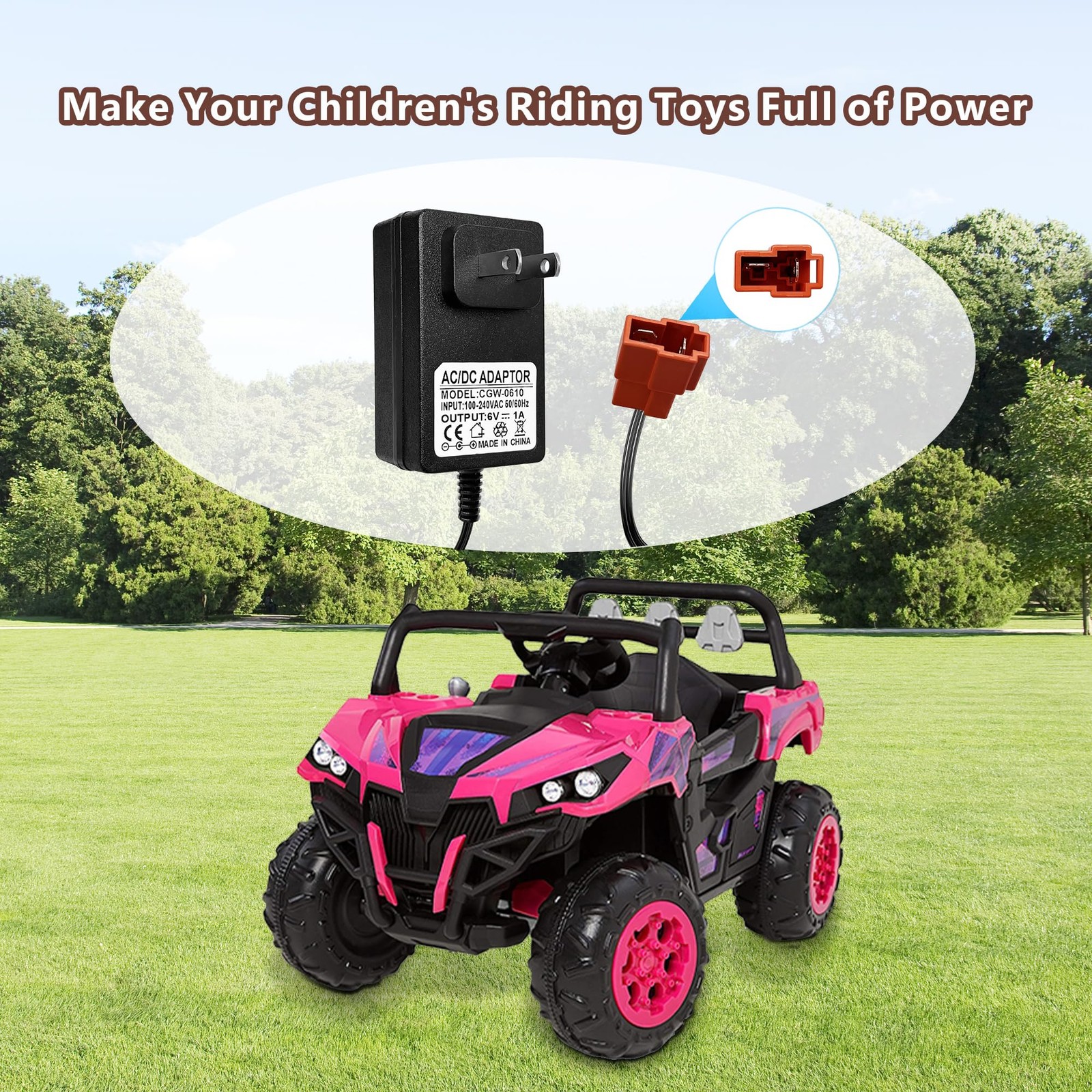 6 Volt Battery Charger for Kids Electric Car, Compatible with Charger, red