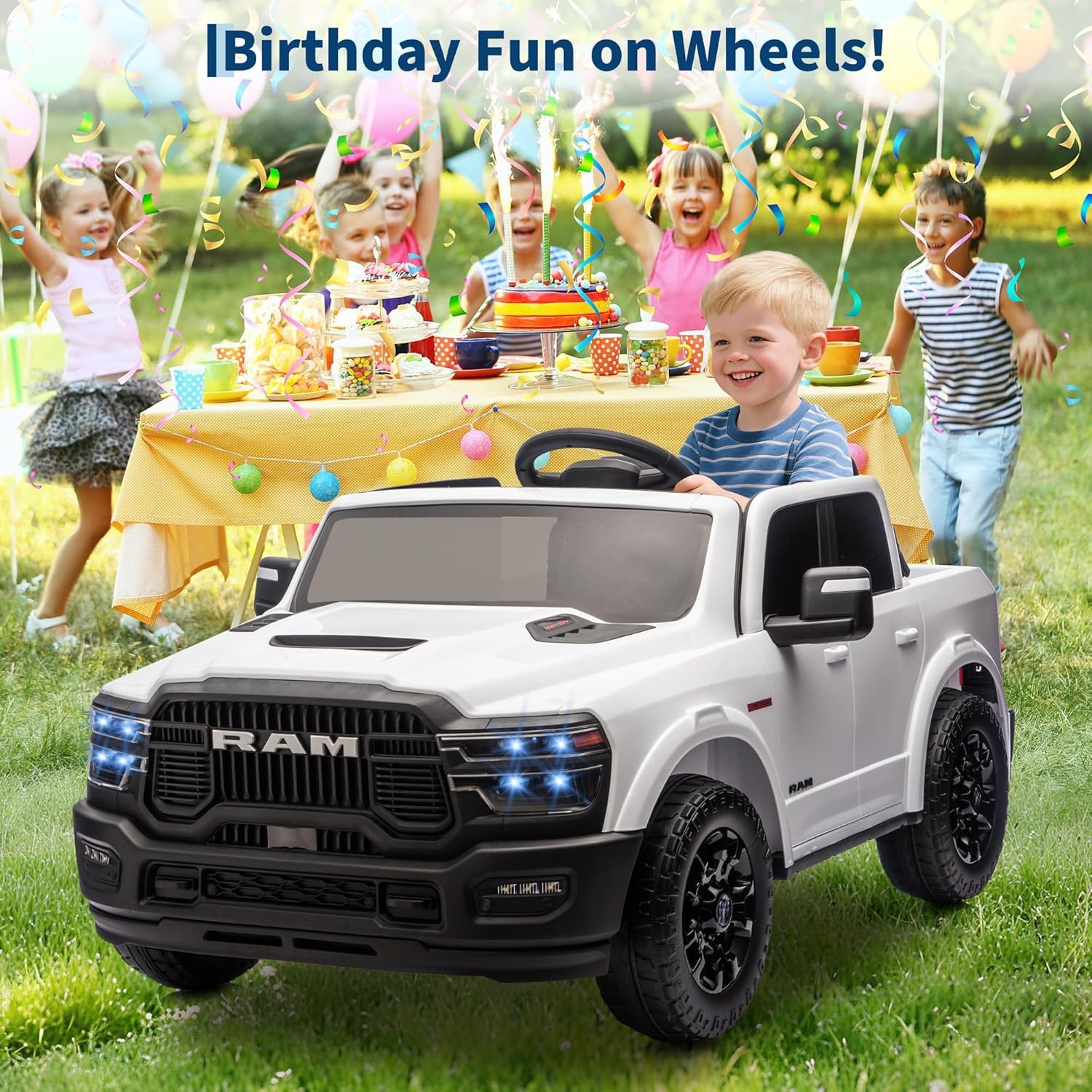 2 Seater Electric Car for Kids 24V Ride on Truck Toys Licensed RAM 2500 for Kids