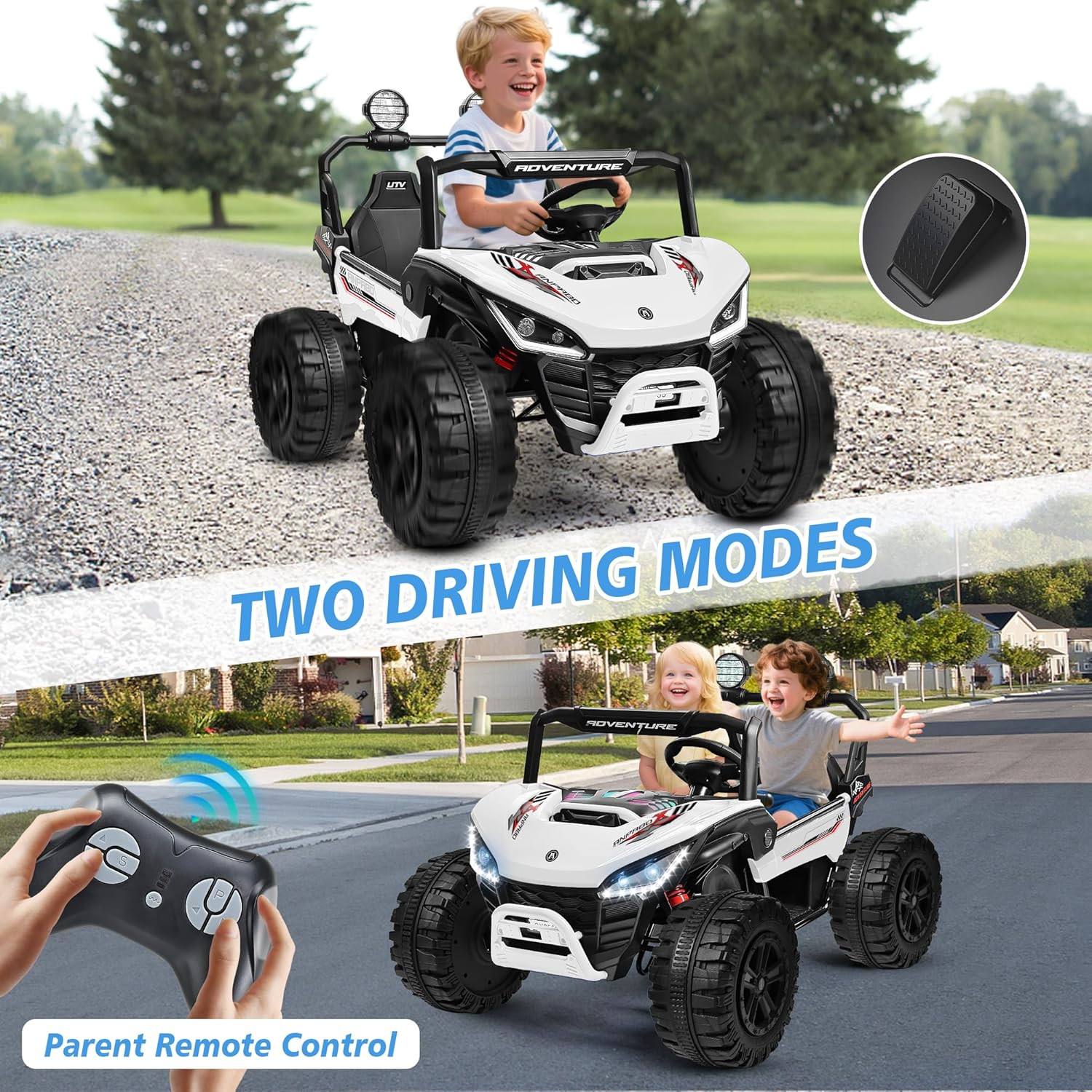 ANPABO 24V Ride on Toys for Big Kids, 2 Seater Ride on Car, 4X200W Kids Electric