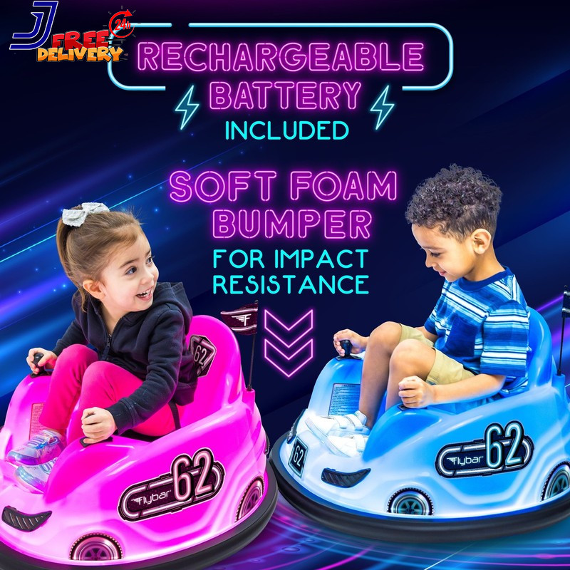 Pink Glow 6V Bumper Car Battery Powered Ride on for Children by Ages 1.5+ 66Lbs