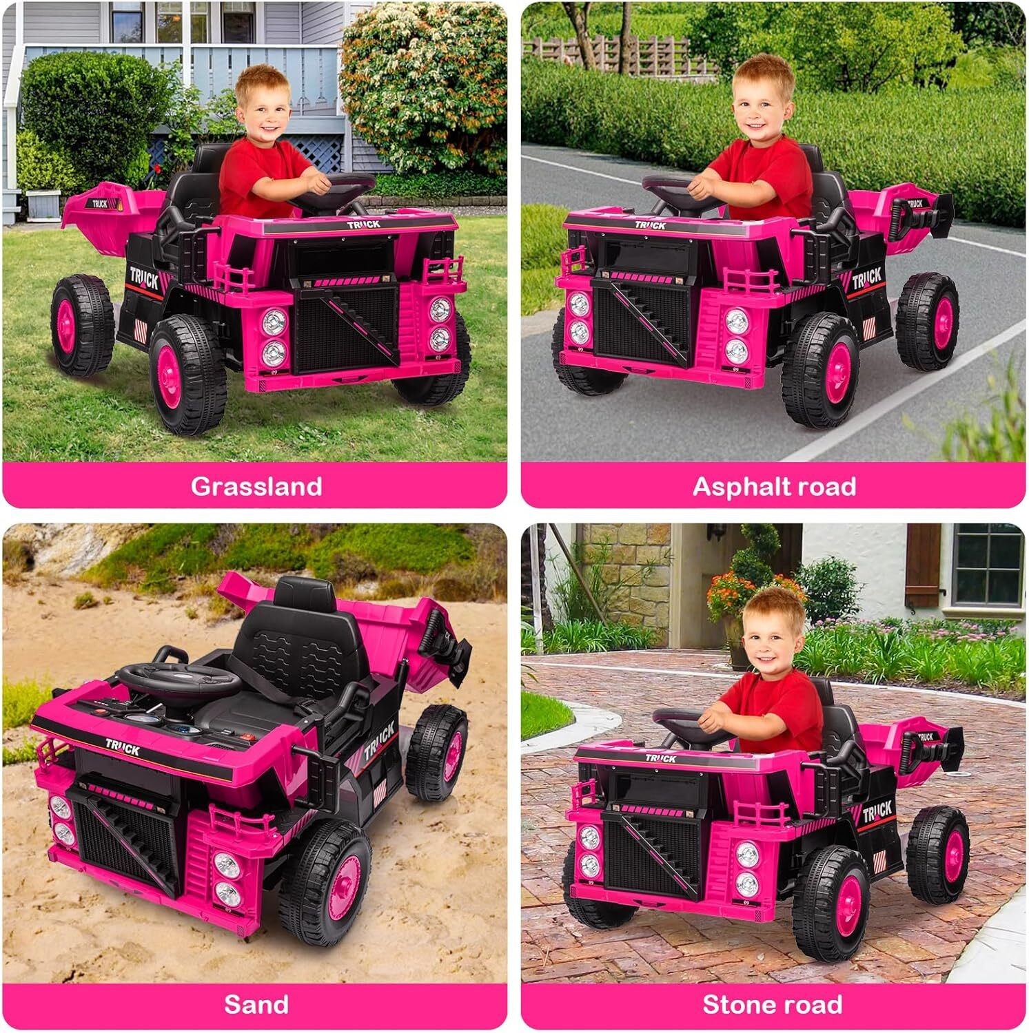 12V Ride On Dump Truck, Ride On Car Toy With Remote Control, Electric Dump Bed