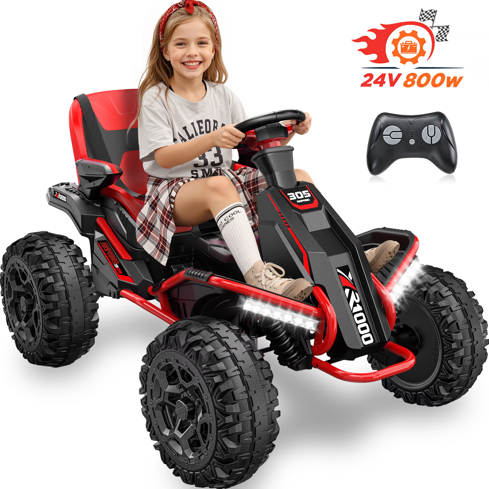 24V Big Kids Ride on Car 4 Wheeler 4WD 800W Motors ATV Electric Power Remote Red