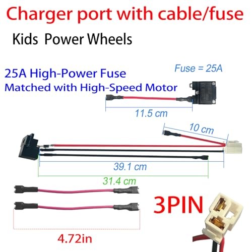 6V 12V 24V Round Charger Charging Port for Kids Power Wheels Ride on Electric