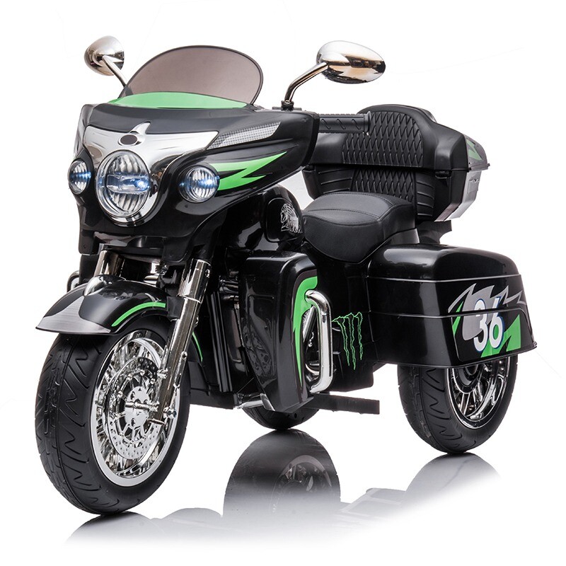 12V Kid Motorcycle Ride On Toy Key Start 3-Wheel 2-Seat Motorbike for 3-6 Black