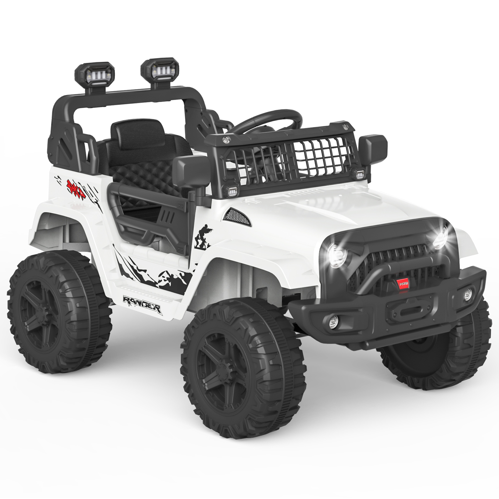 Kids Electric Ride On Truck Toys 12V Power Battery Car White with Remote Control