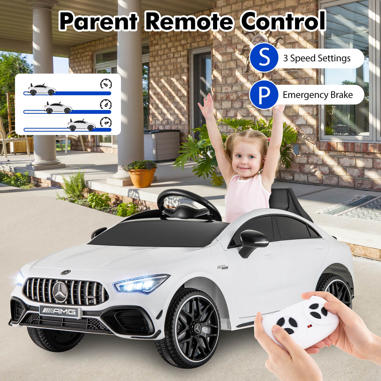 12V Kids Ride on Car w/Remote Rocking Function Transport Wheels Lights & Music