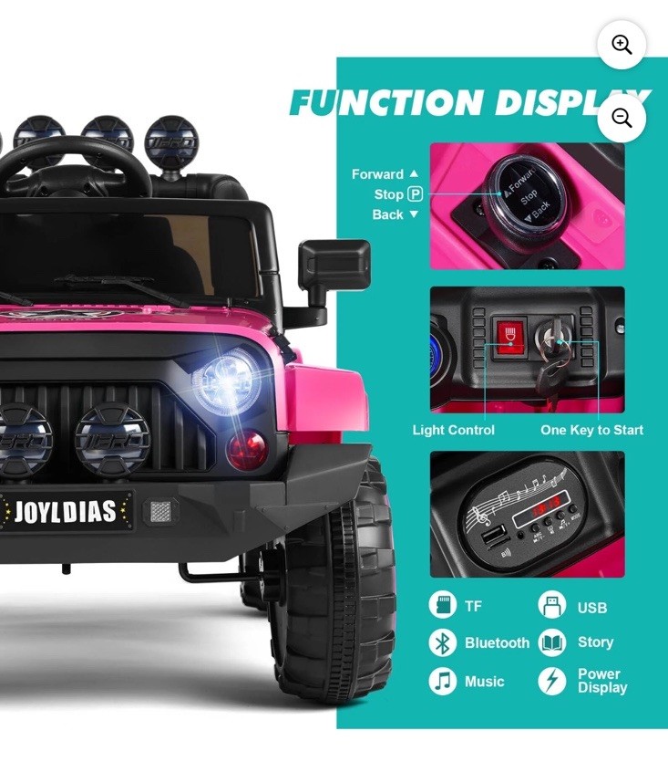 JOYLDIAS Kids Ride on Truck Electric Car w/ Bluetooth Remote Control MP3 Player