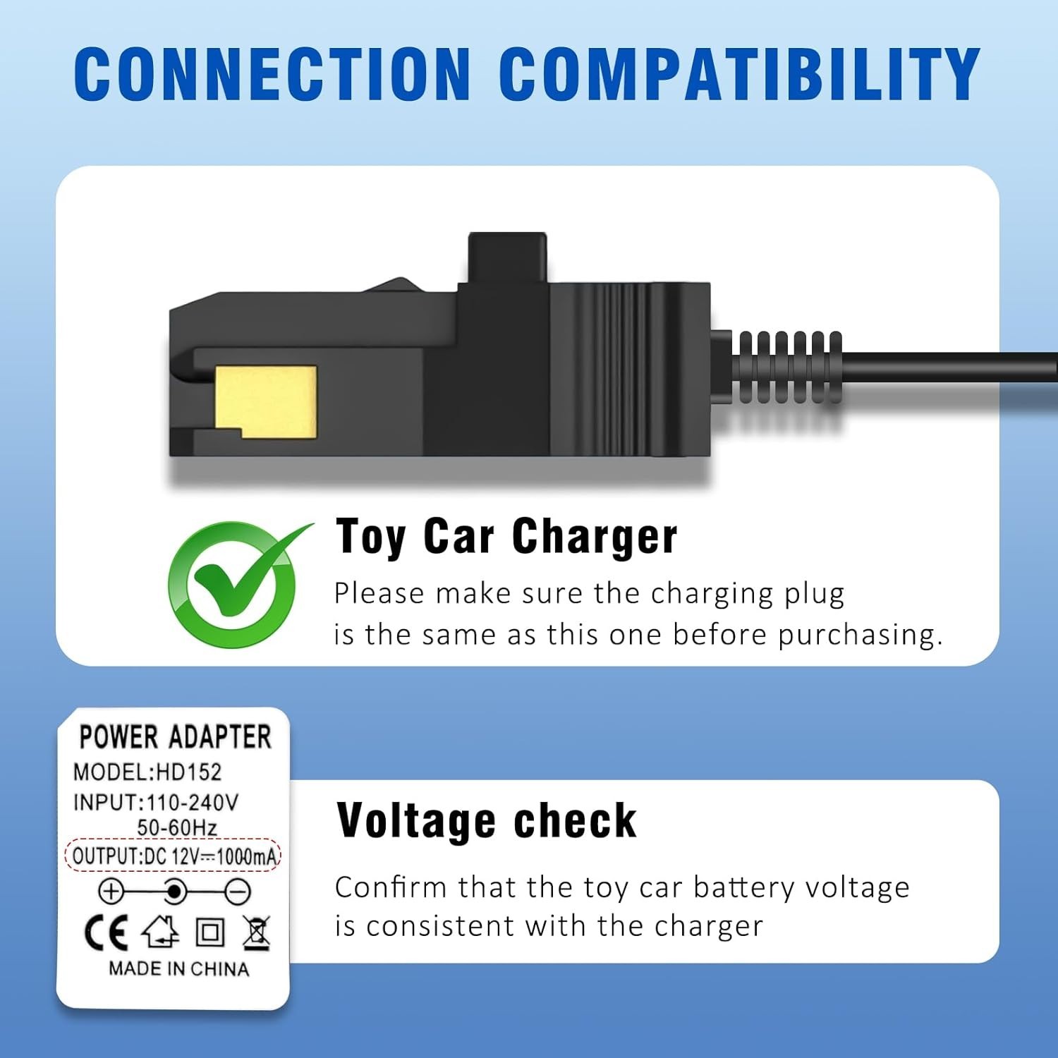12V Charger for Fisher Price Power Wheels Gray Orange Top Battery 2Pin
