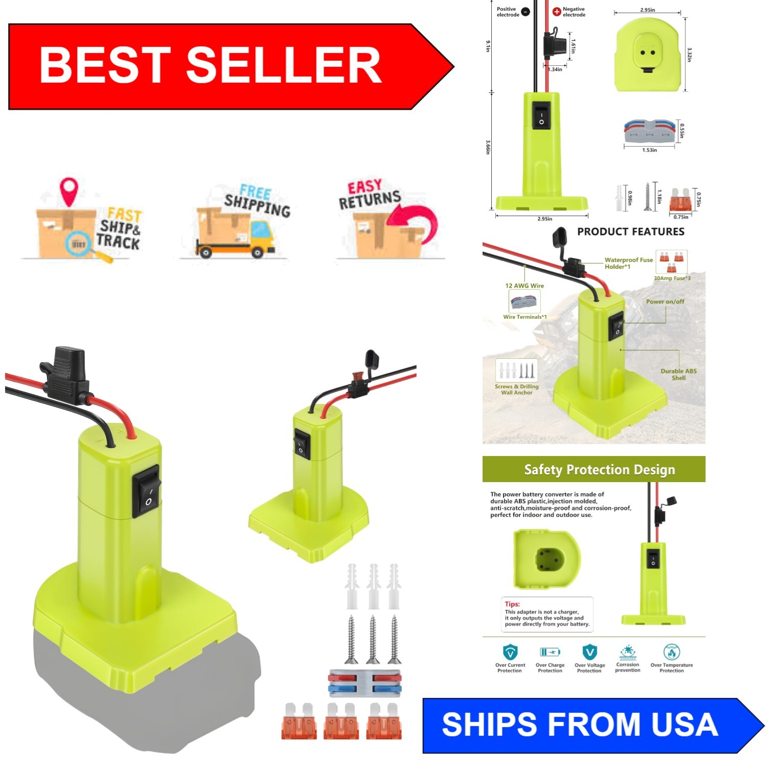 Lightweight Power Wheel Adapter for RYOBI 18V – Secure & Easy Installation