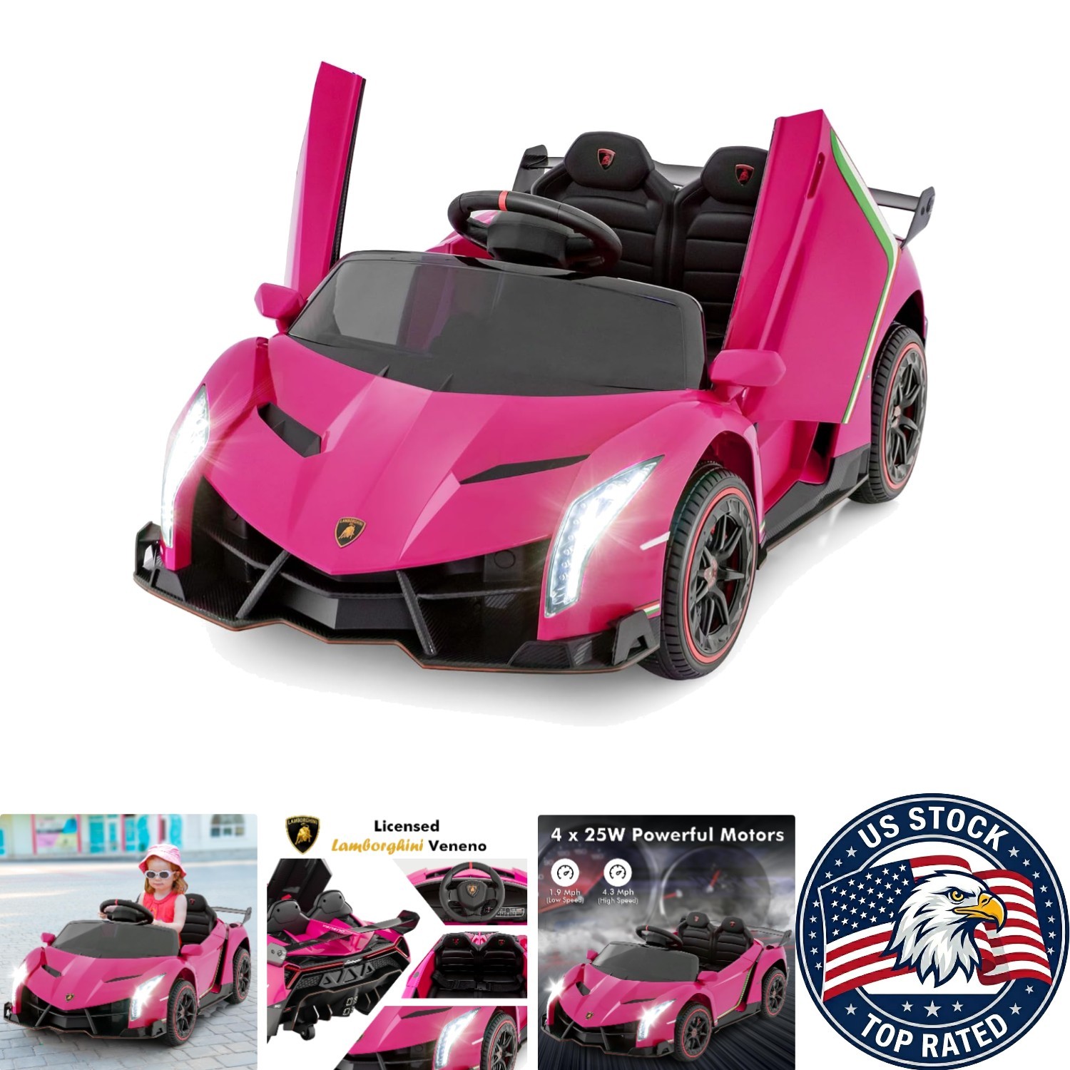 Ultimate Pink 2-Seater Lamborghini Veneno Ride-On Car for Toddlers – Remote Fun