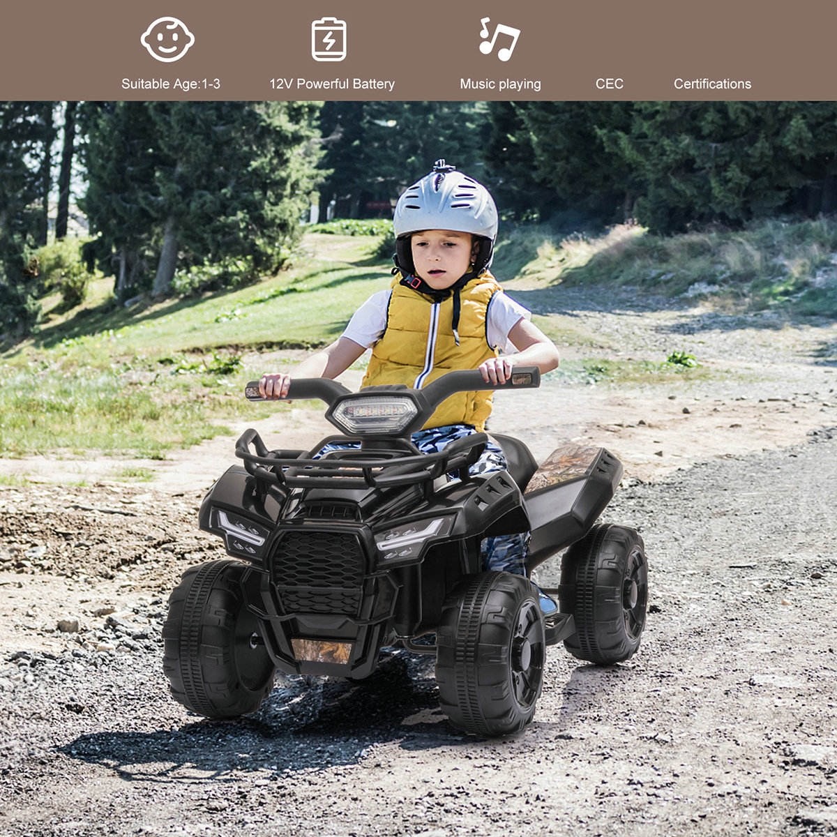 6V Kids 4-Wheeler Electric ATV- Working Headlights and Safety Features Included