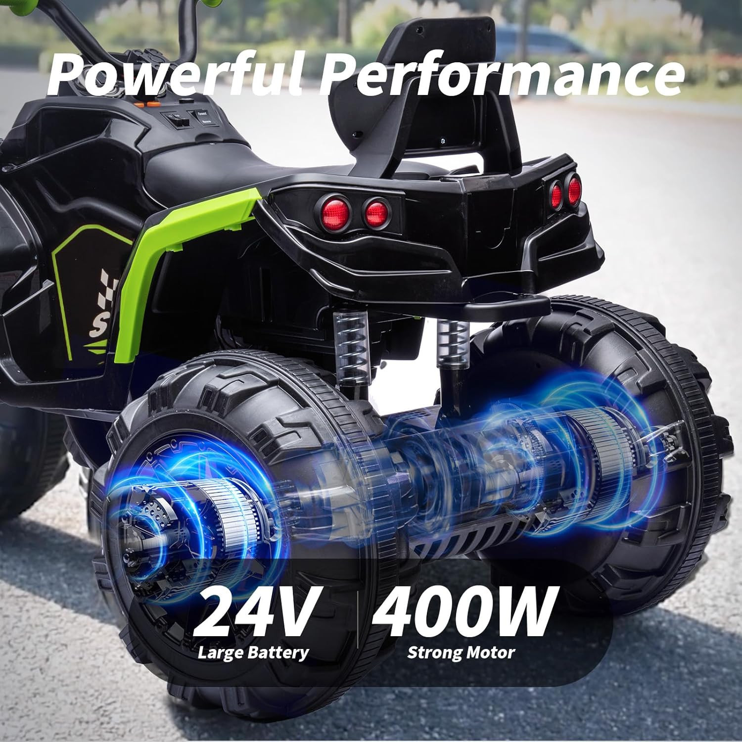 24V Kids ATV 4 Wheeler, Electric ATV Four Wheeler for Big Kids W/Wireless, 2X200