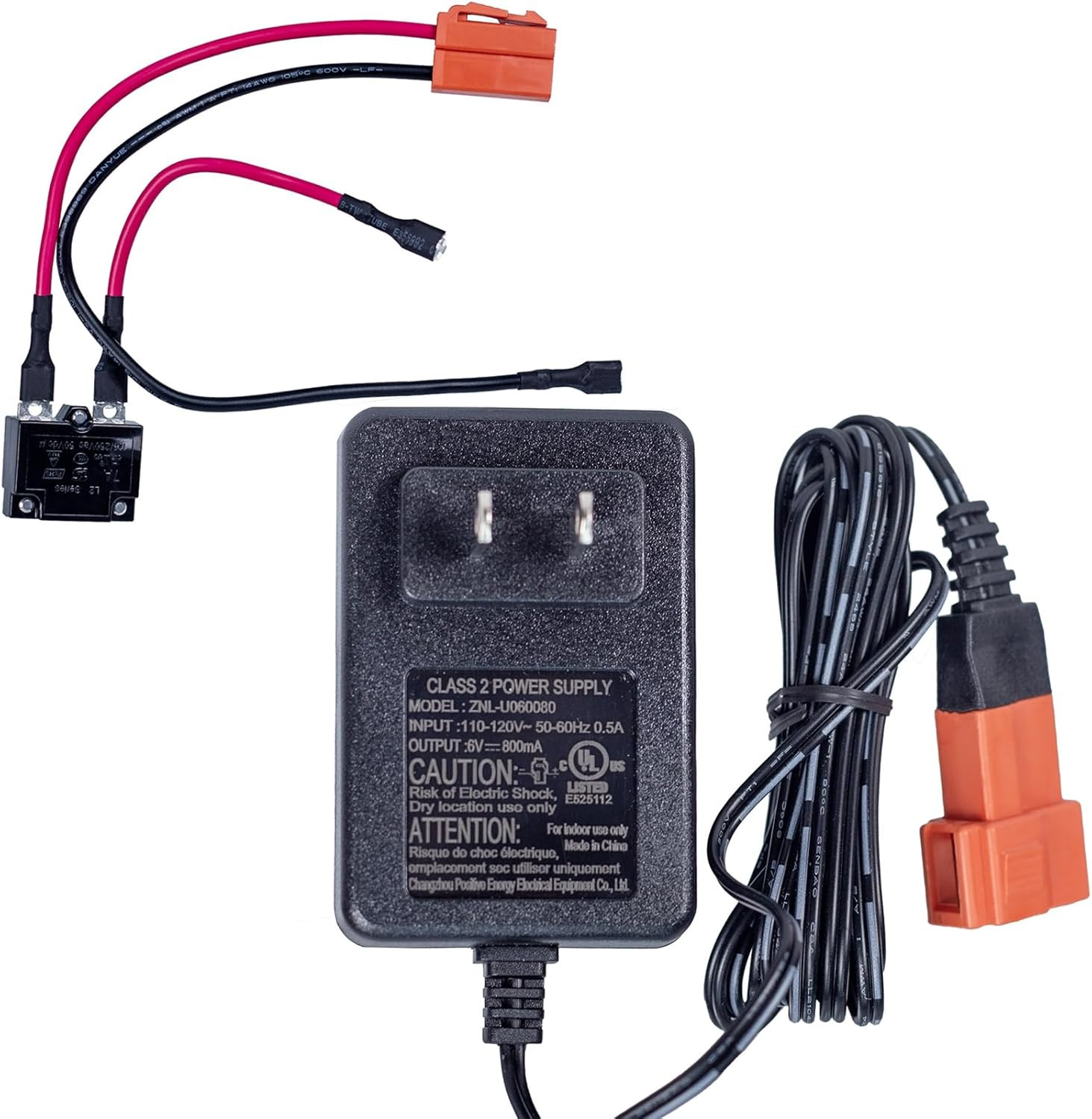 2Pin 6V Charger for Kids Ride on Car with Wiring Harnesses Parts Replacement 6 V
