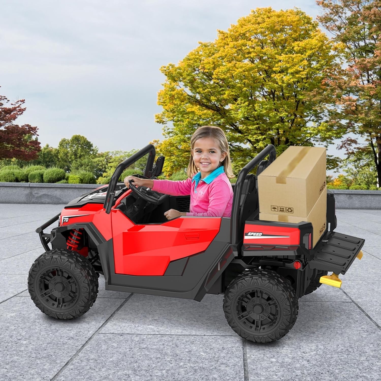 24V Ride On Truck for Kids w/ Remote, 4WD, LED Lights,Bluetooth,Dump Bed,2 Seats