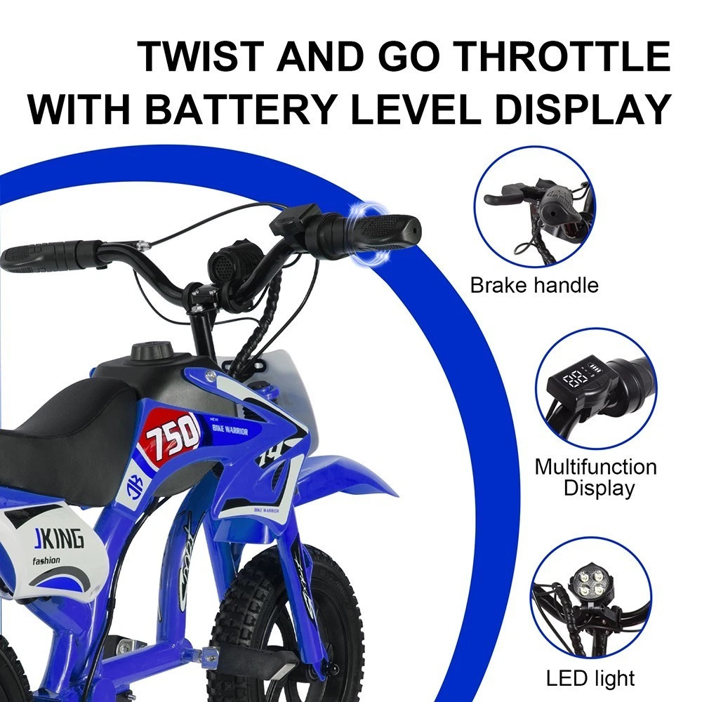 25.2V 200W Kids Motorcycle Ride on Toy 10MPH Pneumatic Tire for Age 3+ BLUE 2026