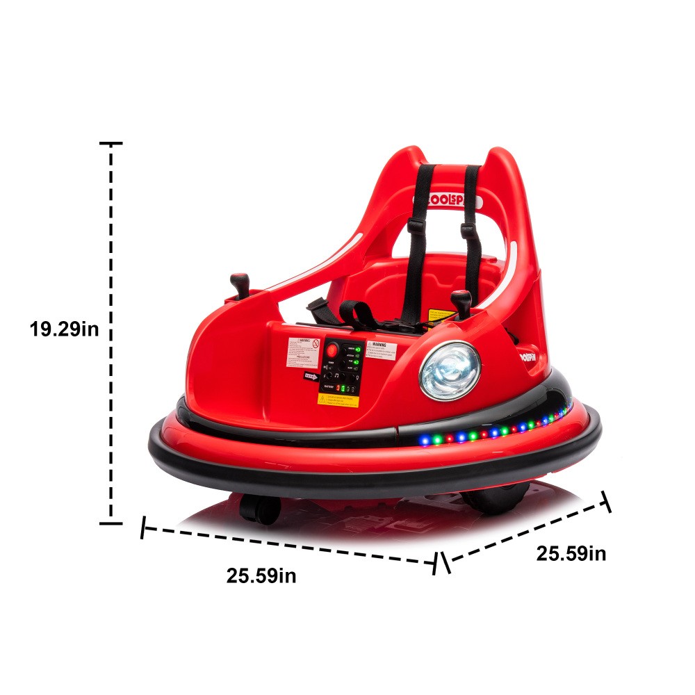 12V Ride On Bumper Car Electric Car 2-5 Years LED Bluetooth 360 Degree Spin Belt