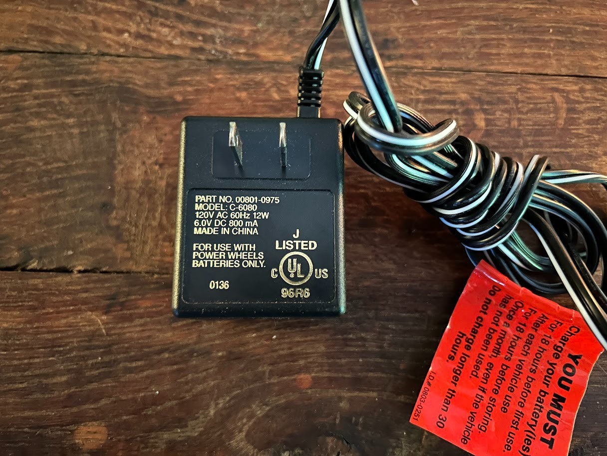 New Power Wheels 6-Volt Battery Charger 00801-0975 Model C-6080