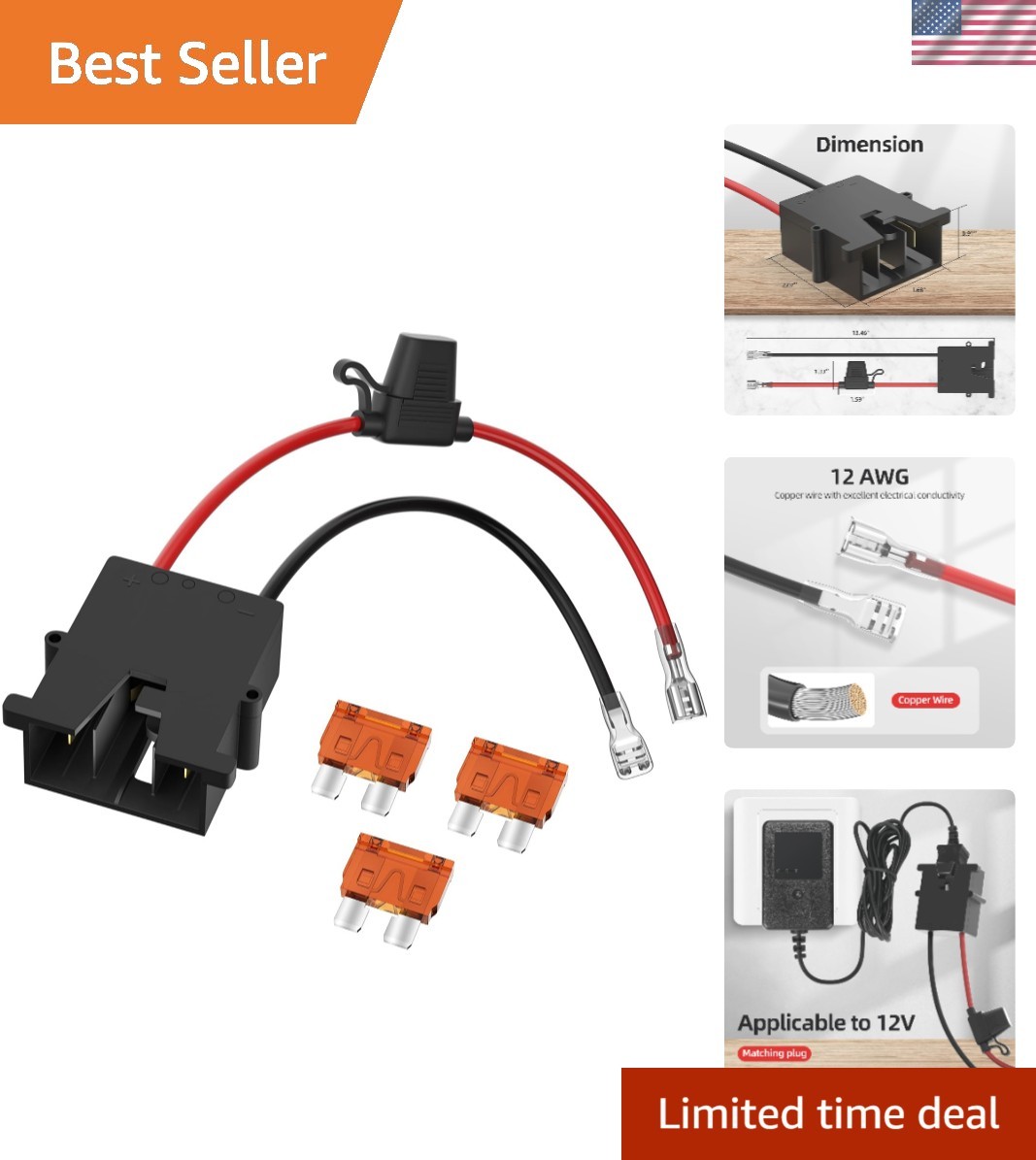 Durable PVC Wire Harness Connector for 12V Riding Toys – Safety Fuses Included