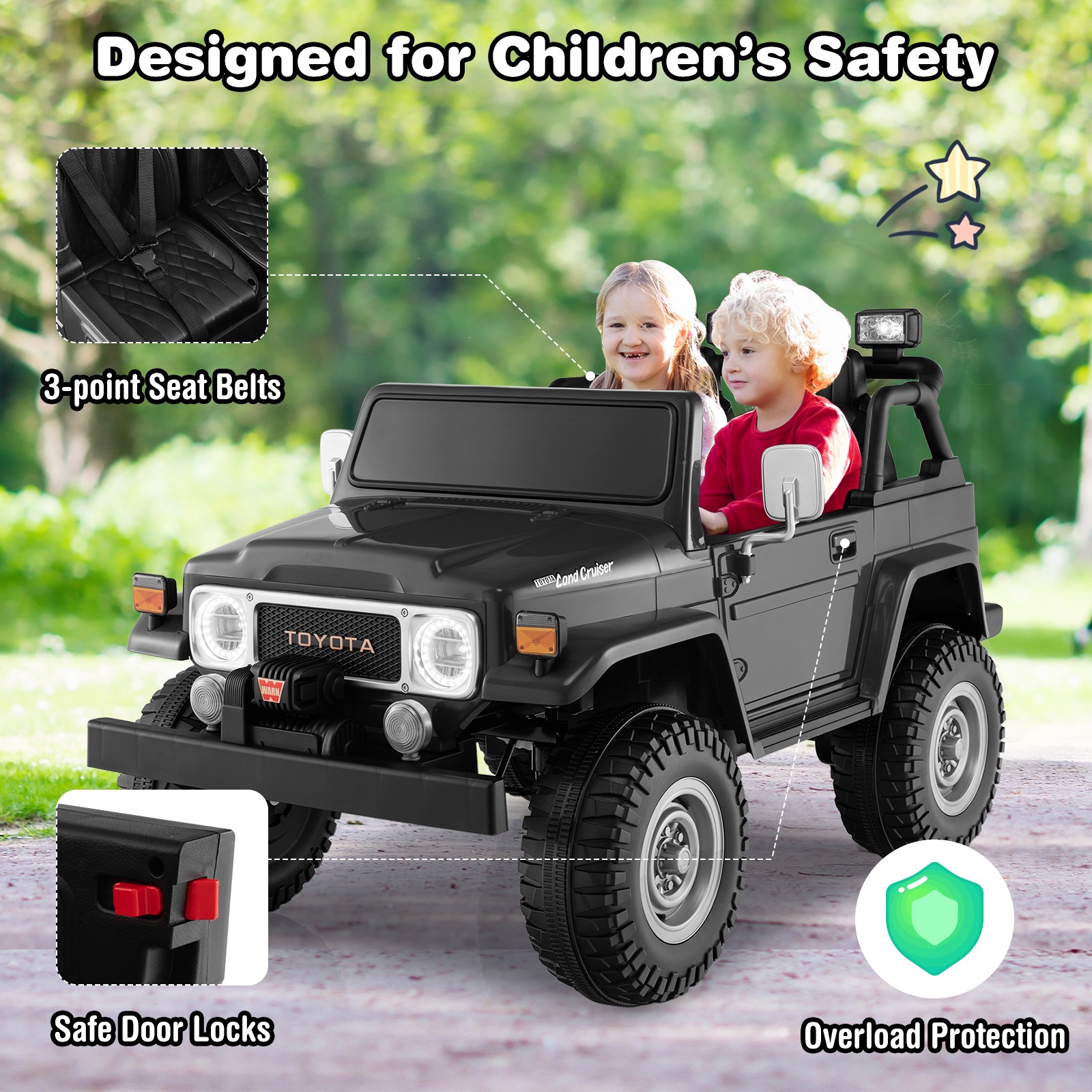 12 V 2 Seater Ride On Truck Car w/ Wireless Connection & UBS Port & FM Radio