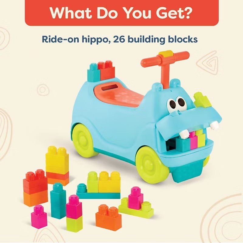 Ride on Toys for Toddlers Kids 1 2 3 year olds with Blocks Ride-on Locbloc Hippo