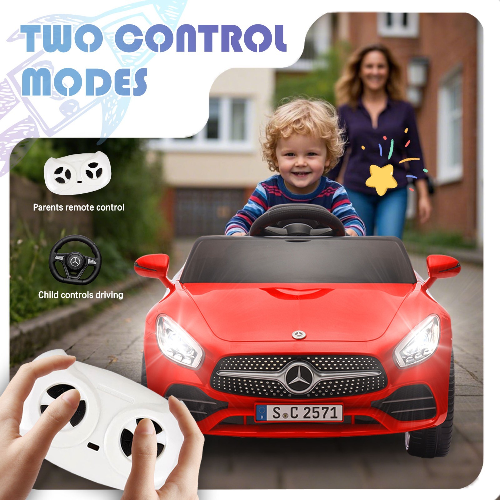12V Kids Electric Car Ride on Toys for Girls Boys w/Remote, Battery Powered,Red