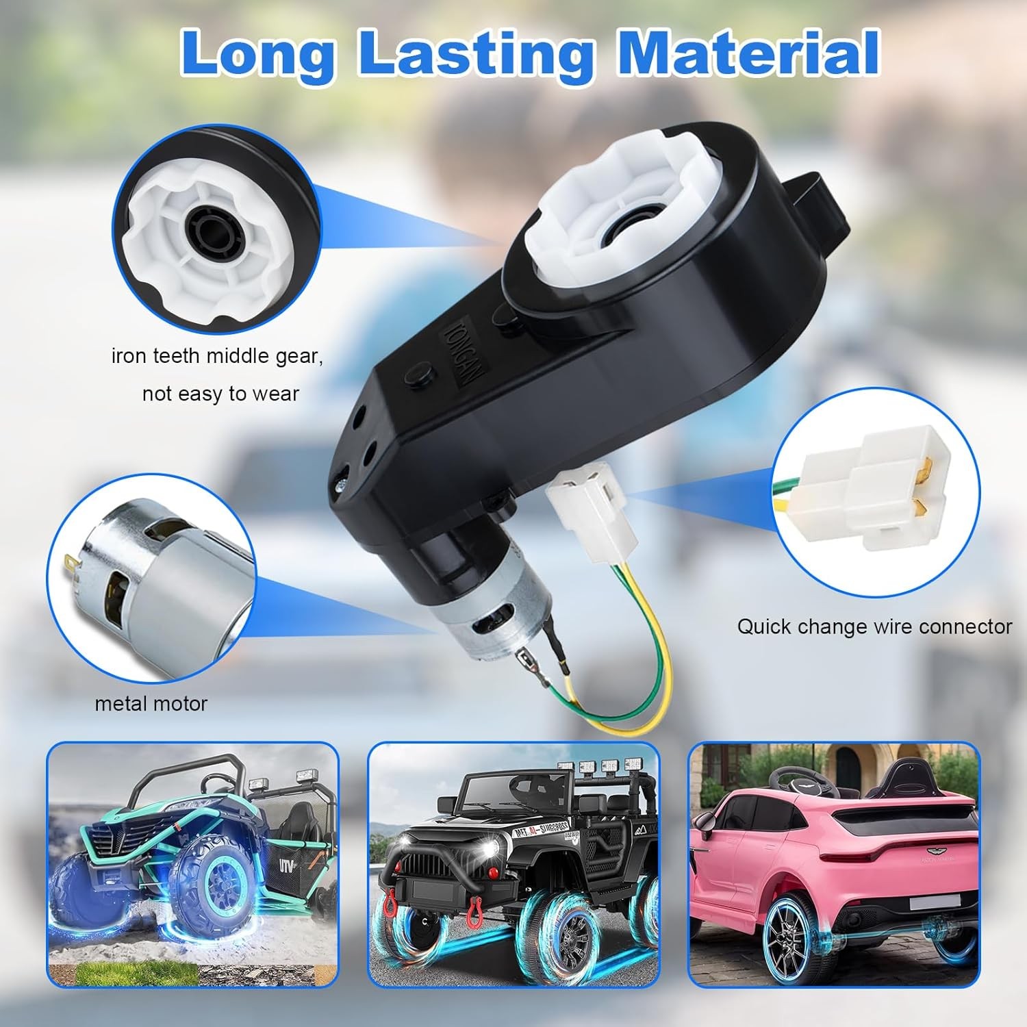 2Pcs 24V 40000RPM Kids Ride On Car Gearbox Motor Power Wheels Upgrade Motorcycle