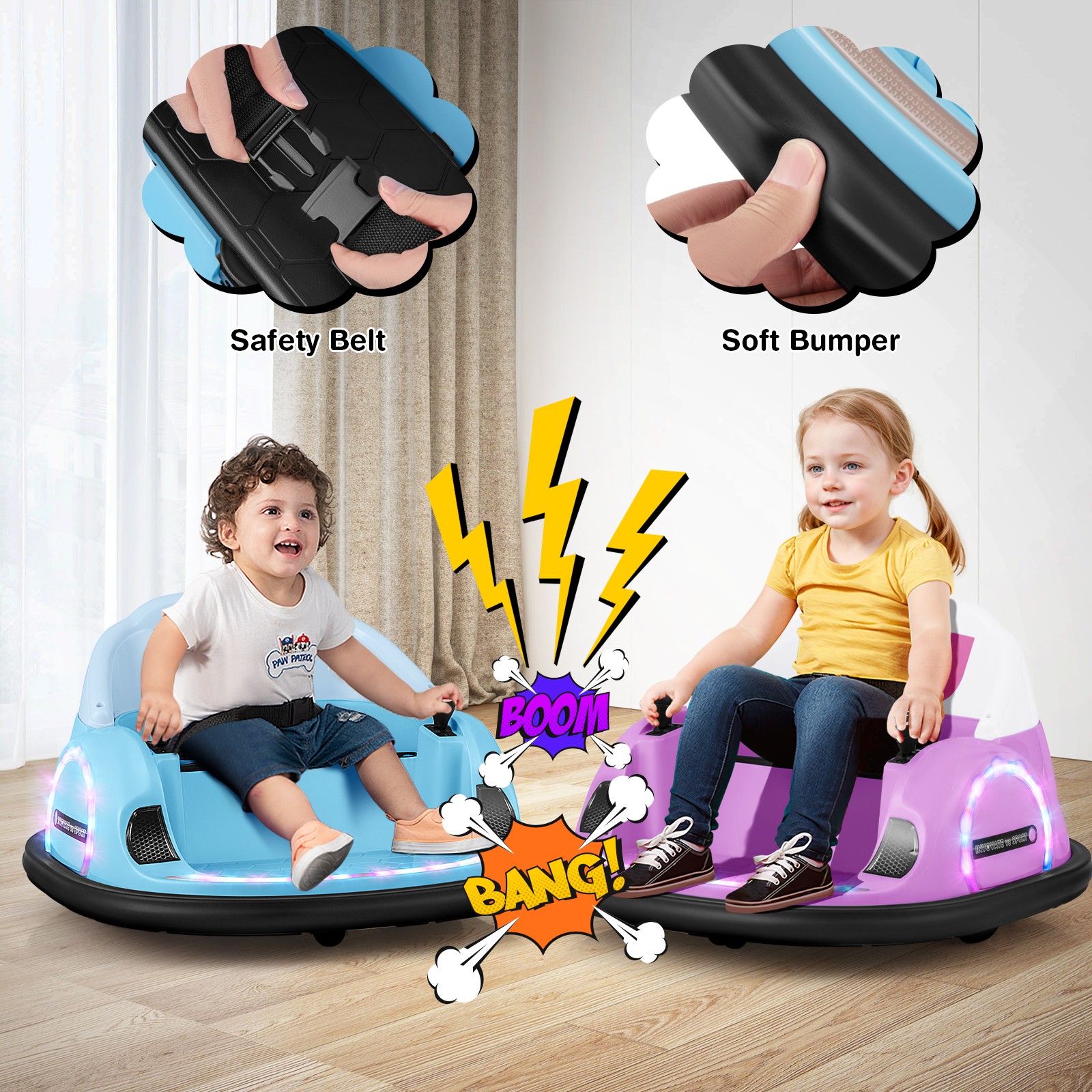 12V Electric 360° Spin Car Toy Ride on Bumper Car for Toddlers w/ Remote Control