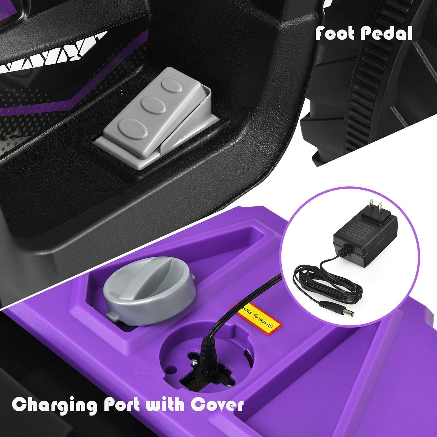 Costzon Kids ATV, 12V Battery Powered Electric Vehicle w/LED Lights, High & Low,