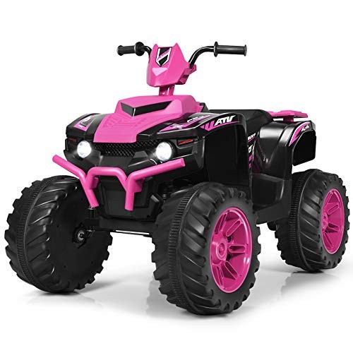 Kids ATV Battery Powered Electric Vehicle w/LED Lights, High & Low 12V Pink
