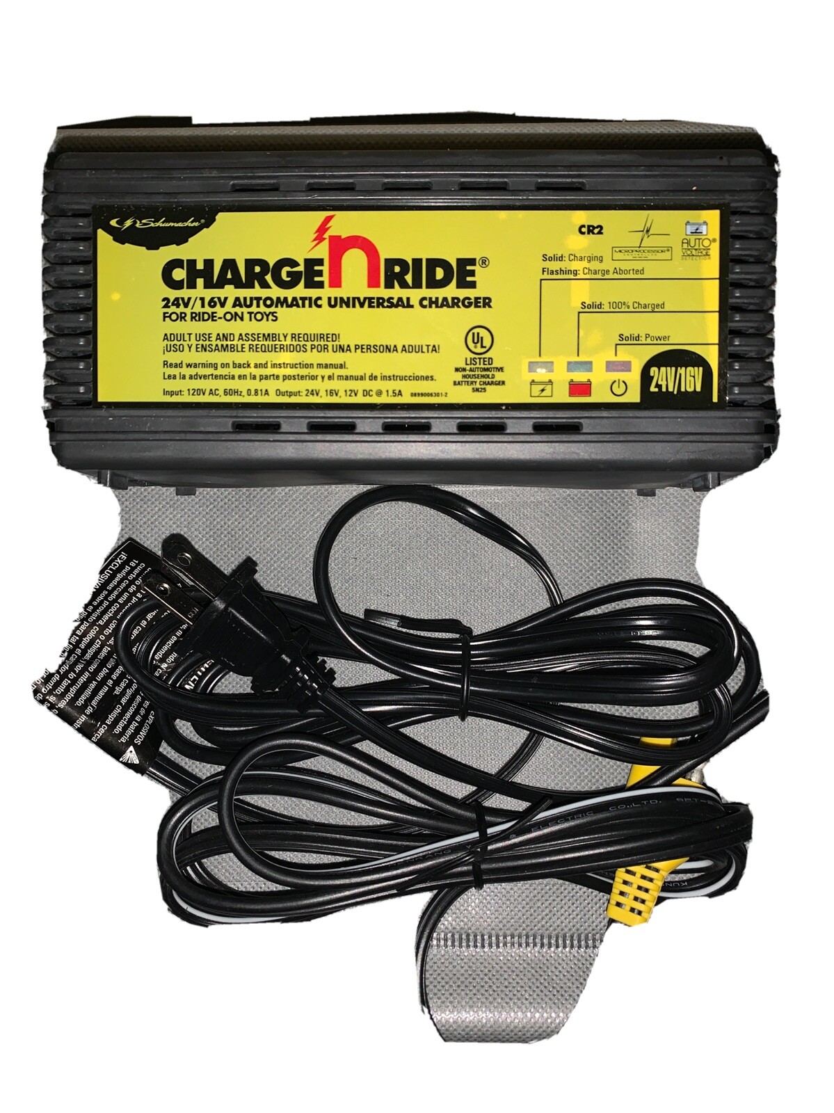 Schumacher CR2 Charge N Ride On Toy 1.5A 24/16V volt universal battery charger