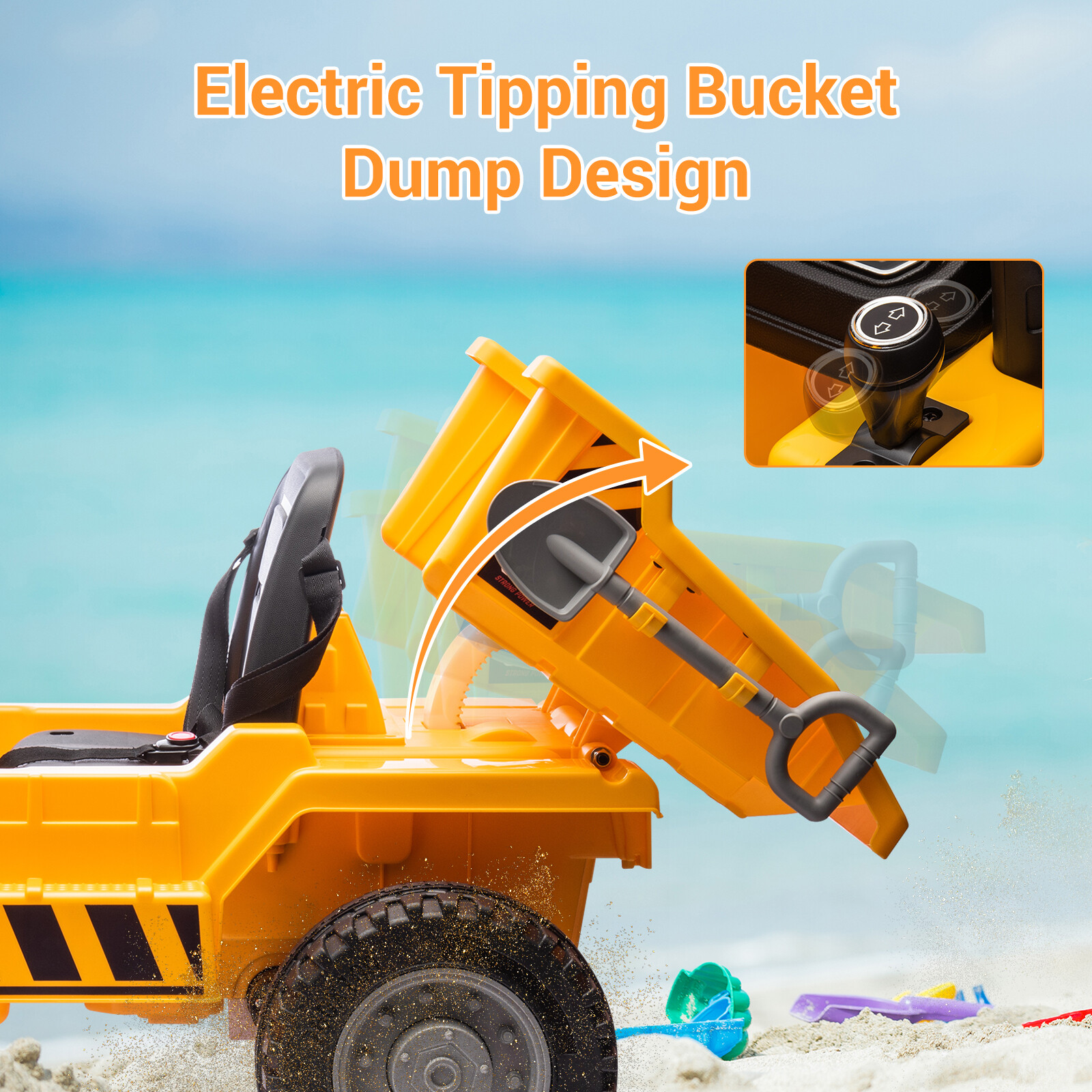 12V Ride On Dump Truck with Remote Control Music Electric Car Gift For Kids