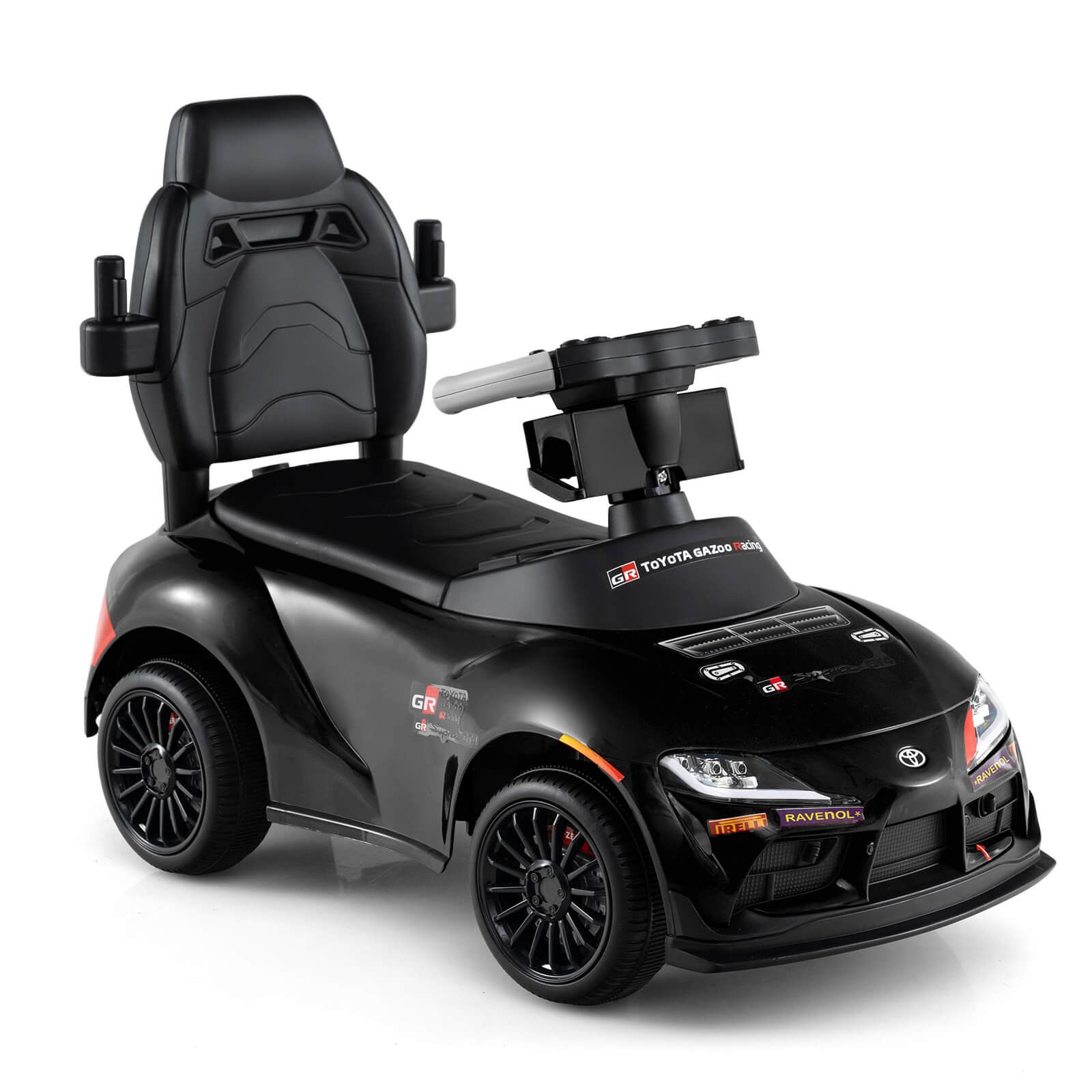 Toyota Licensed Ride on Push Car w/Parent-Control Handle Music Safety Guardrail