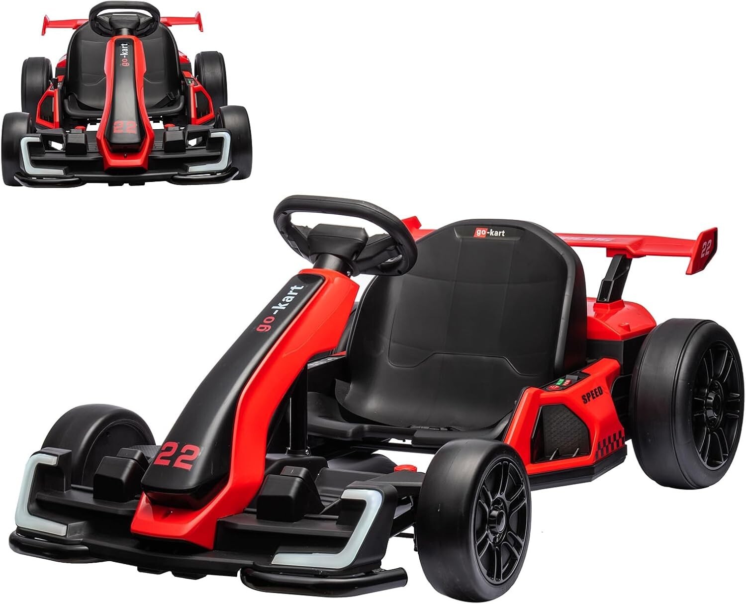 24V Go Kart 300W Powerful Drift Kart Electric Pedal Cart for Kids 7.5 Mph Speed