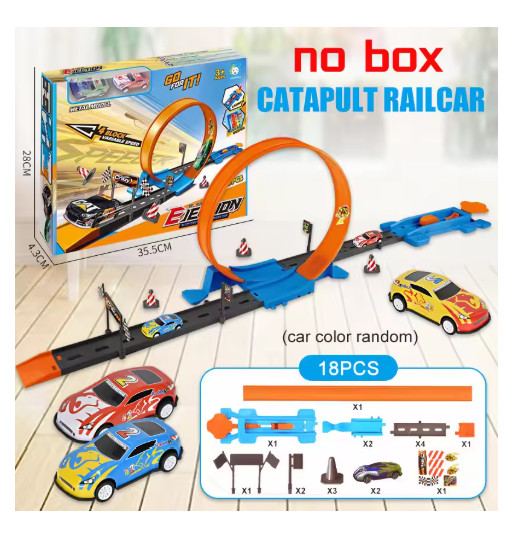 Stunt Double Wheel Racing Car Toy with DIY Track Kit for Kids
