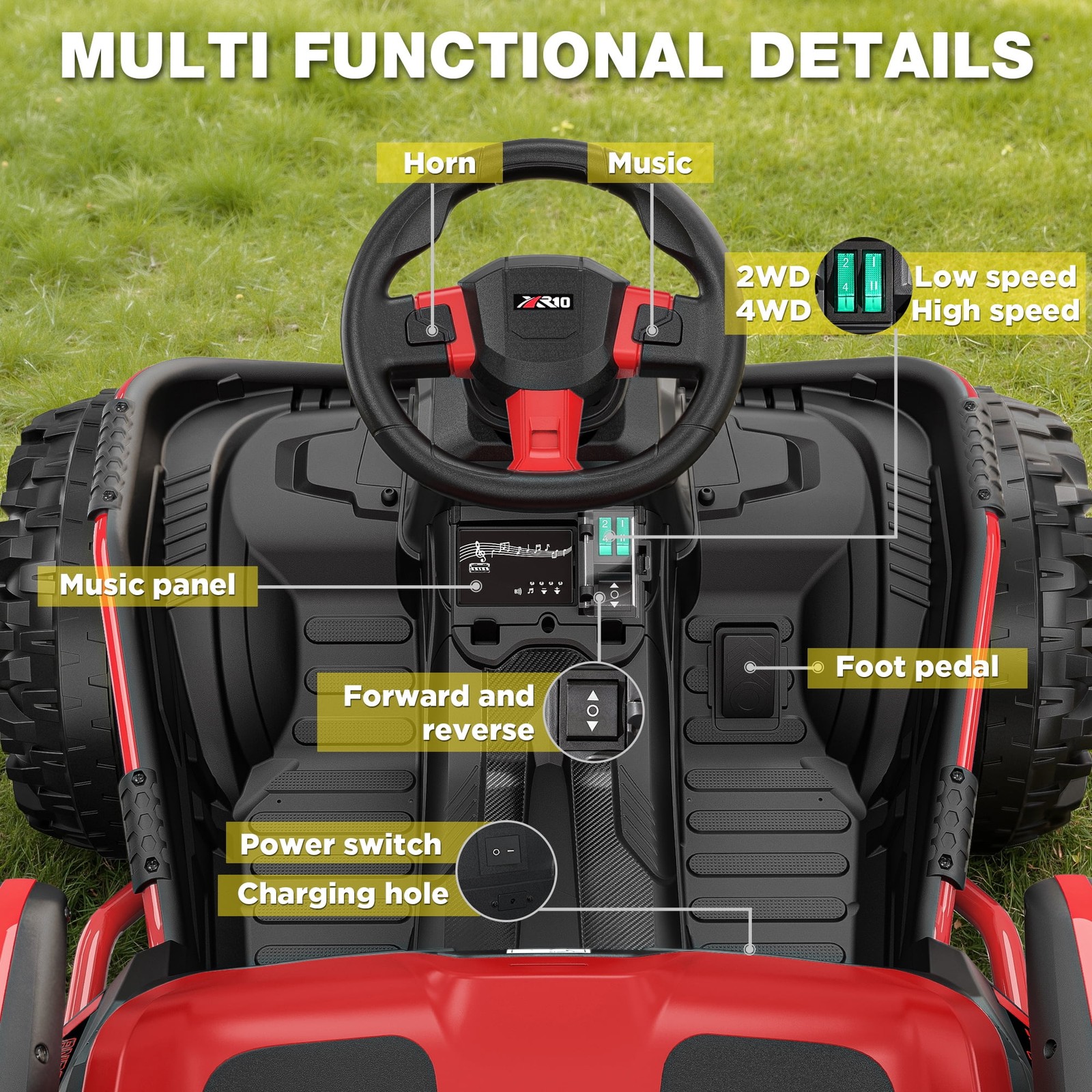 24V Big Kids Ride on Car 4 Wheeler 4WD 800W Motors ATV Electric Power Remote Red