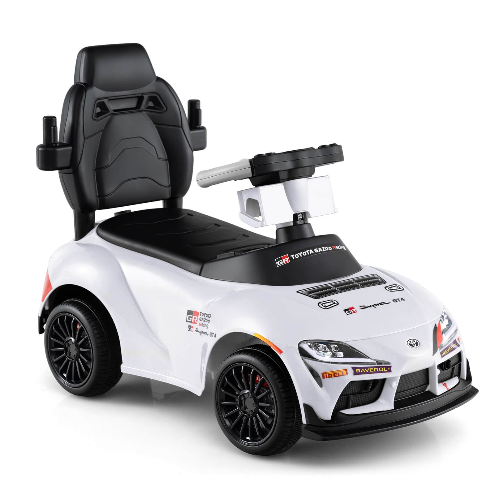 Toyota Licensed Ride on Push Car w/Parent-Control Handle Music Safety Guardrail