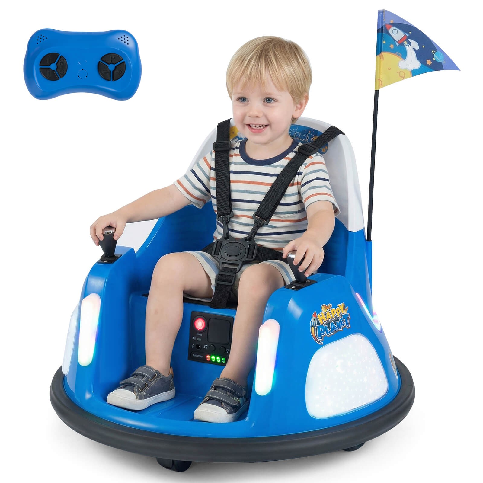 12V Kids Bumper Car,360° Spin & Remote.Battery-Powered,for 1.5-6 ages.Navy