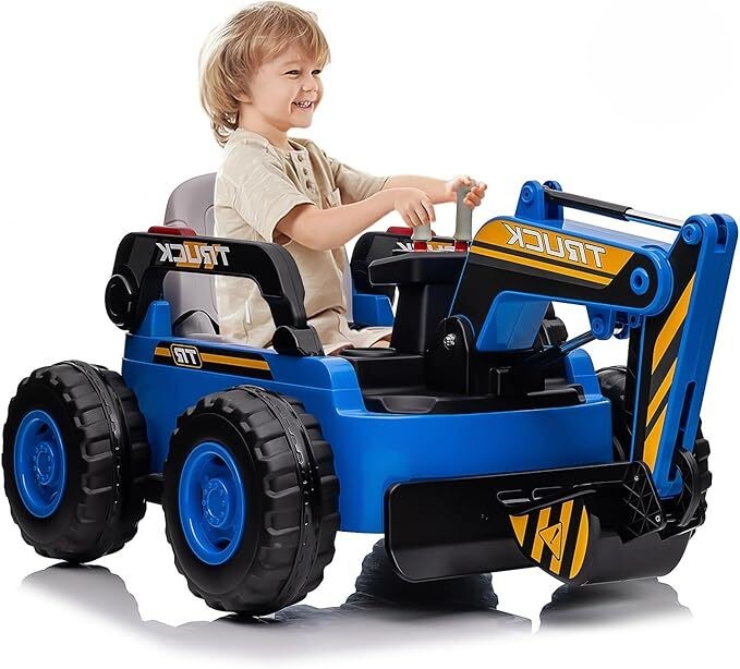 12V 10AH Electric Toy Excavator 4WD Battery Powered Sand Digger w/Remote Control