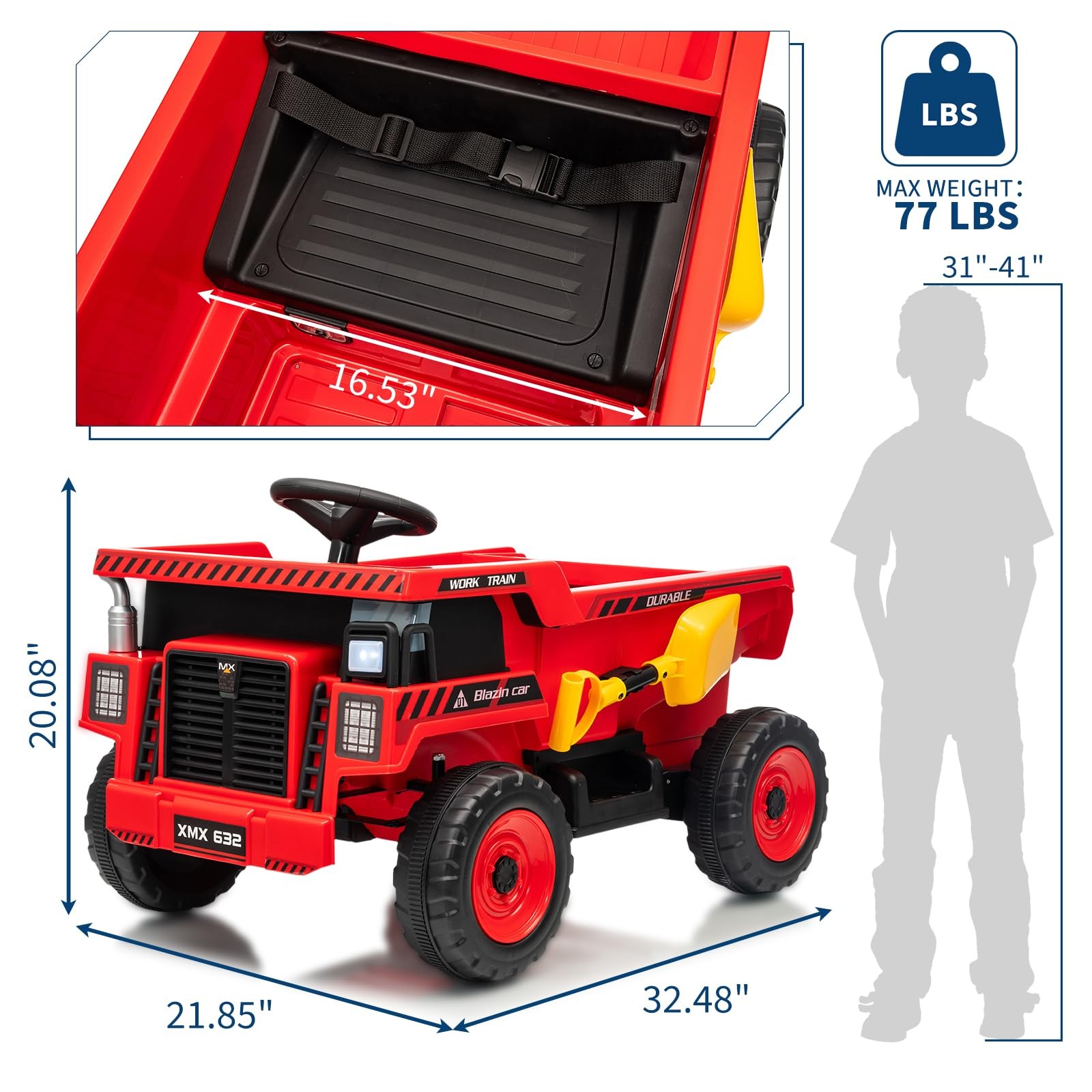 Garvee 12V Ride On Dump Truck for Kids, Ride On Car with Remote Control