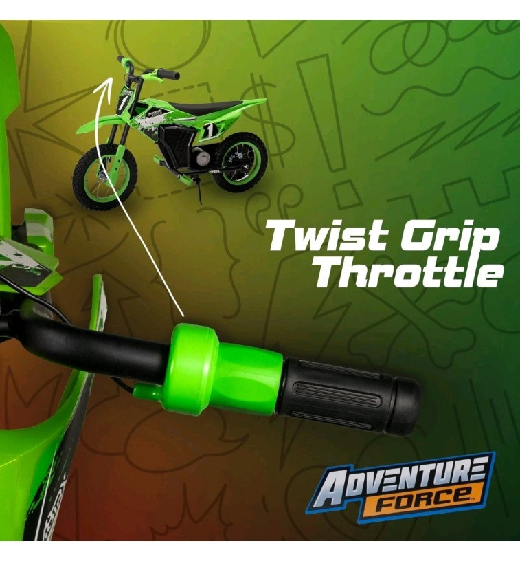 Adventure Force 12V Kids Electric Dirt Bike Green Off-Road FUN Unisex Ages 5+