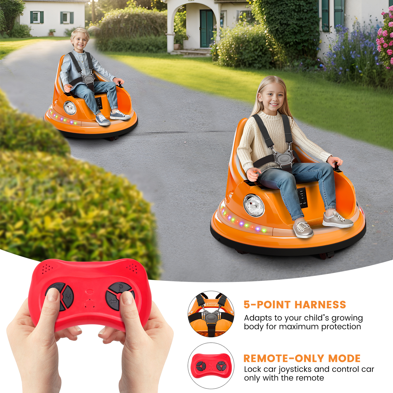 12V Kids Ride on Bumper Toddler Electric Car 360° Spin w/ Remote & LED Lights US