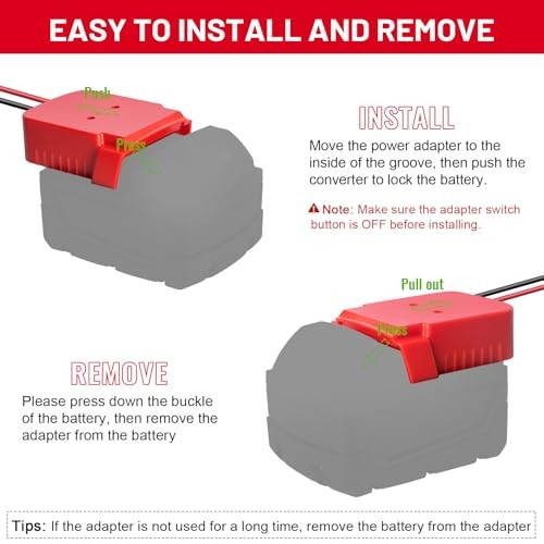 Upgraded Power Wheel Adapter Compatible with Milwaukee 18V Battery – 1-PACK Red