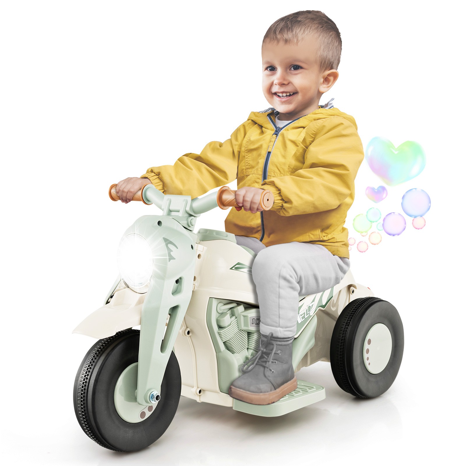 6V Kids Bubble Car Electric Ride on Motorcycle w/ Music Button & LED Headlight