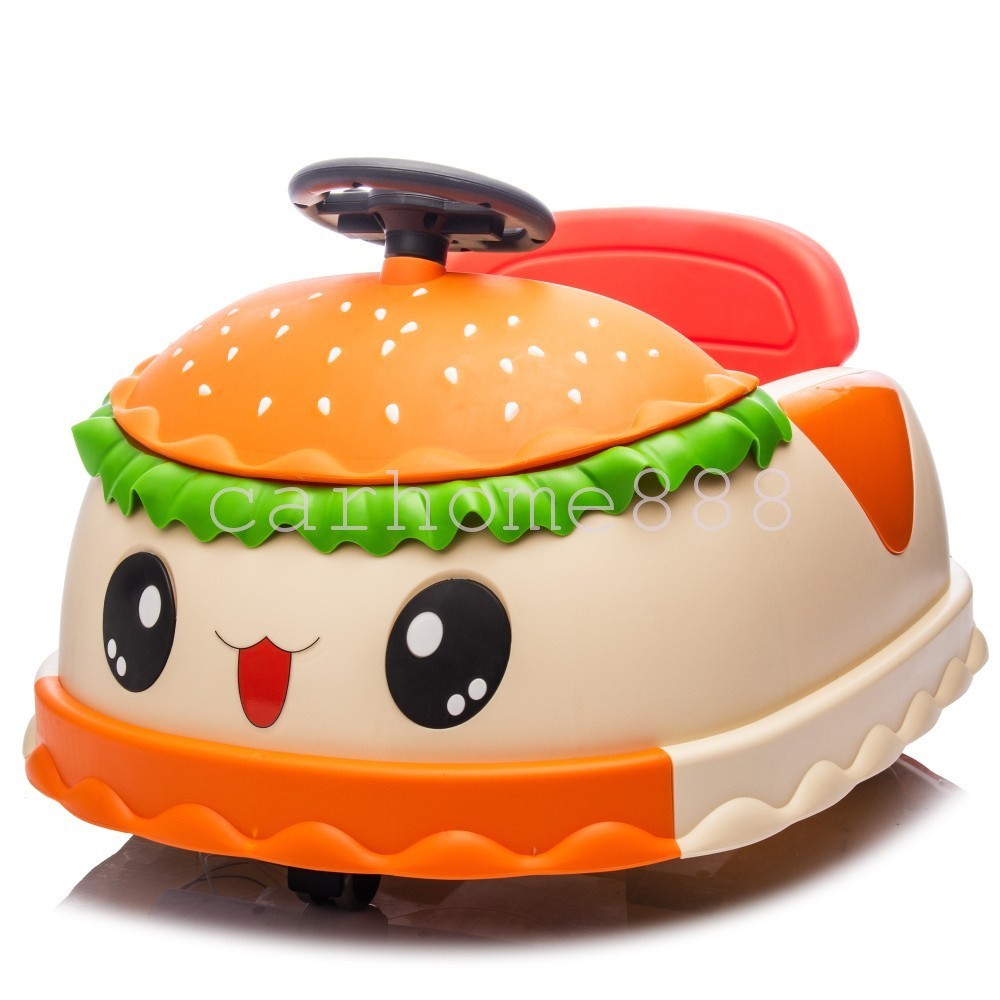 12V Kids Ride On Electric Bumper Car W/Parents Control, Cute Realistic Hamburger