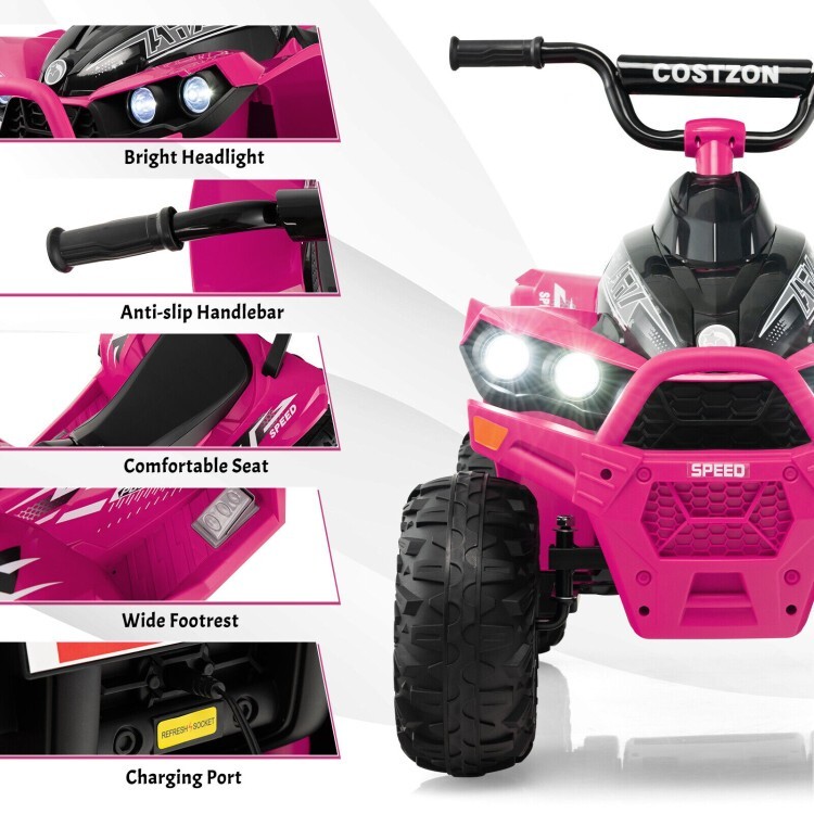 12V Battery Powered Ride on ATV Electric 4-Wheeler Driving Children Car Toy Kids