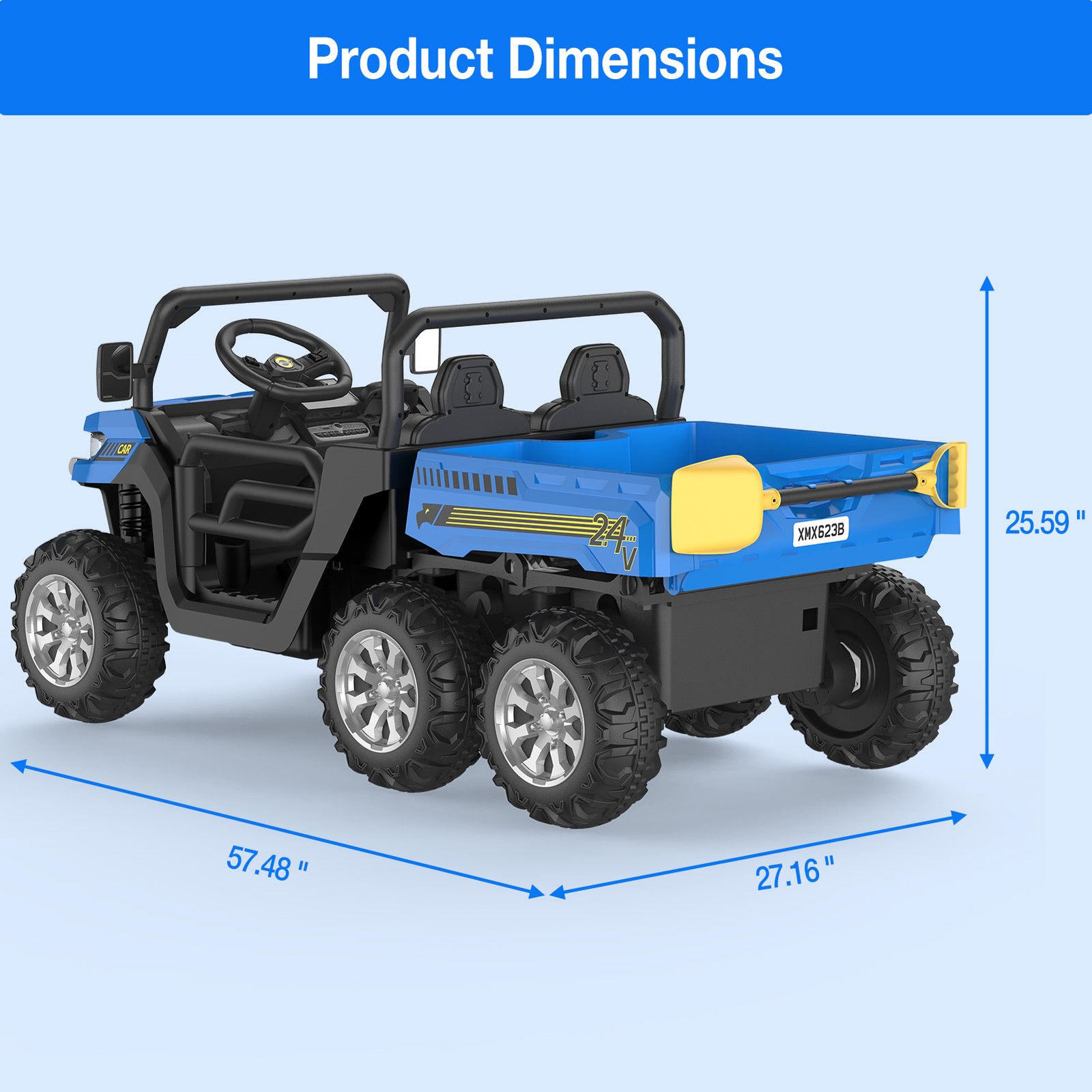 Kids 2 Seater Ride on Car 24V Electric Dump Truck 4WD Off-road UTV