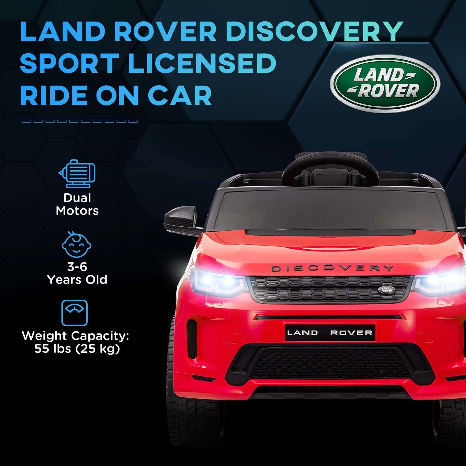 Land Rover Licensed 12V Kids Ride on Car w/ Soft Start, Red