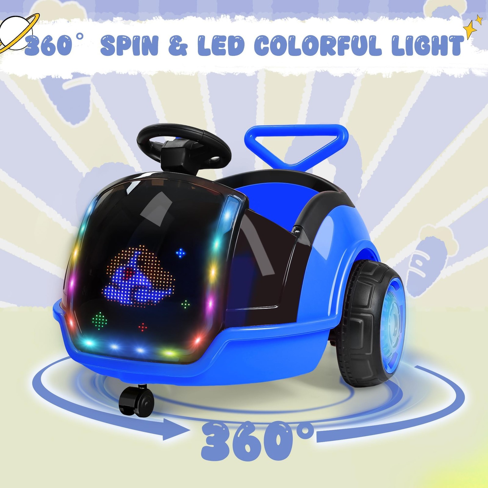 ANPABO 3-in-1 Electric Push Ride On Car, 12V Kids Ride On Toy w/Remote Contro…