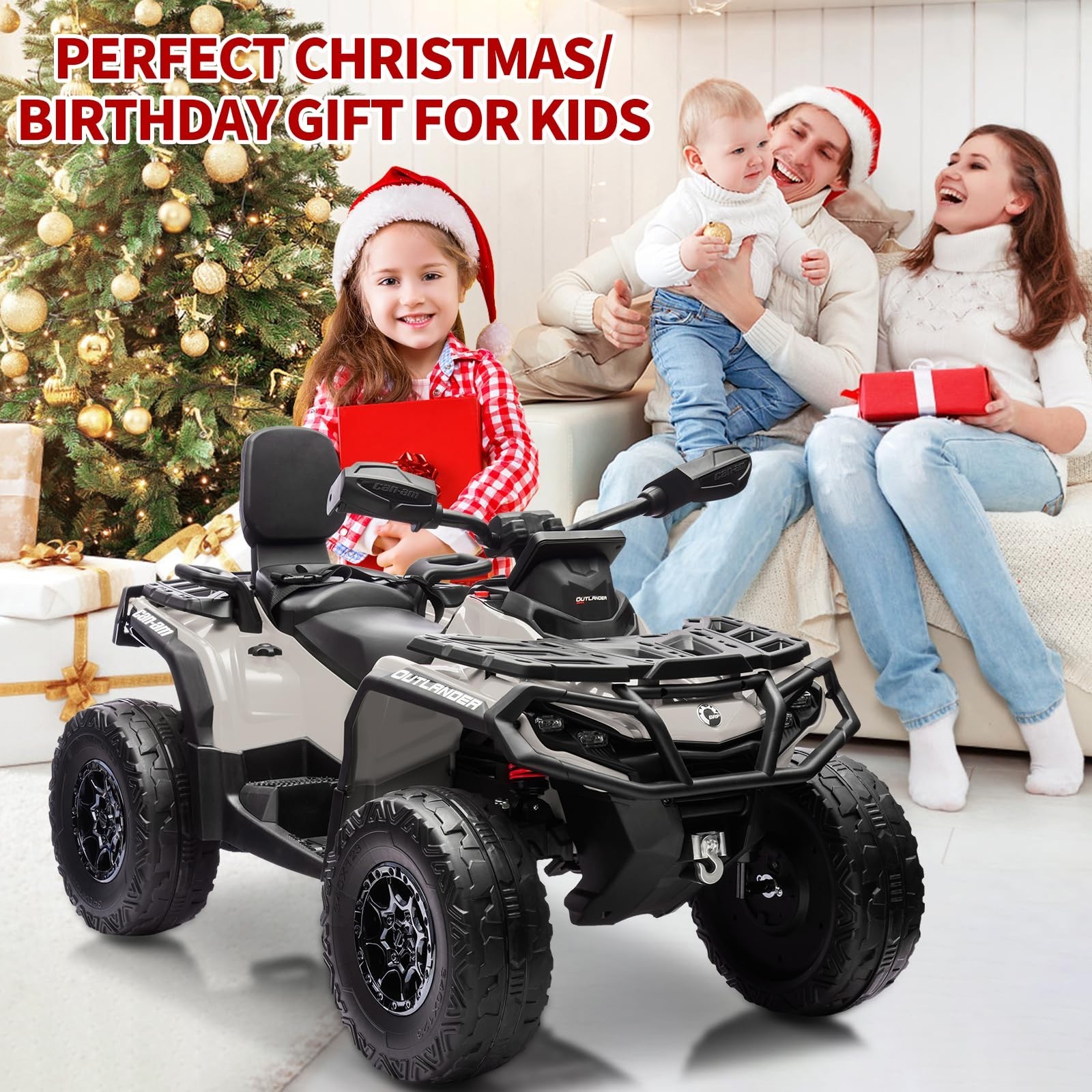 Electric Ride On ATV Licensed Can-Am For Kid 2 Seaters 24V Ride On Car Bluetooth